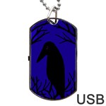 Halloween raven - deep blue Dog Tag USB Flash (Two Sides)  Back