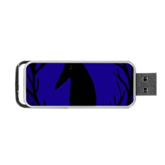 Halloween Raven - Deep Blue Portable Usb Flash (two Sides) by Valentinaart