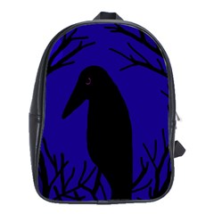 Halloween Raven - Deep Blue School Bags (xl)  by Valentinaart