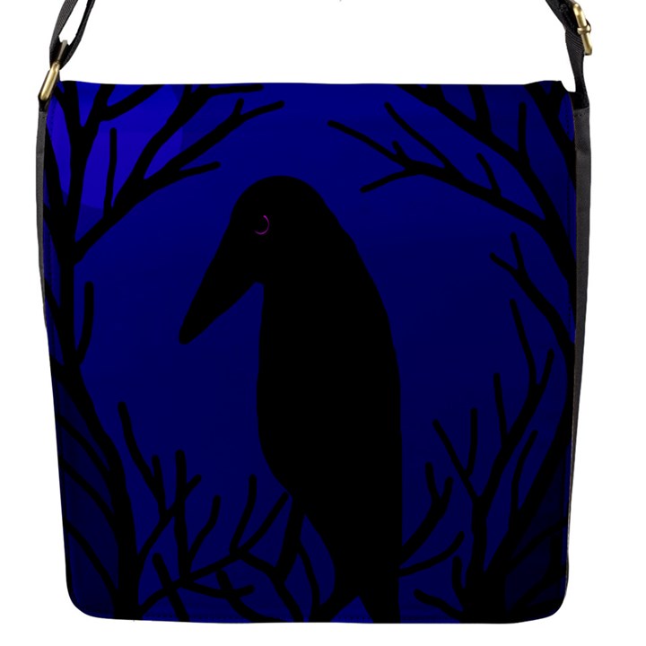 Halloween raven - deep blue Flap Messenger Bag (S)