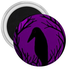 Halloween Raven - Purple 3  Magnets by Valentinaart