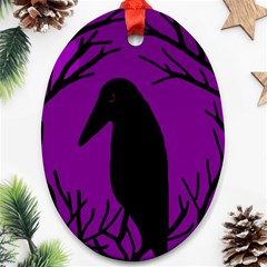 Halloween Raven - Purple Ornament (oval)  by Valentinaart