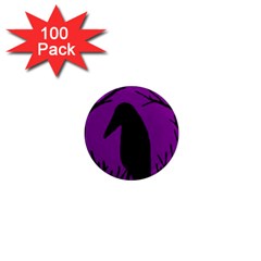 Halloween Raven - Purple 1  Mini Magnets (100 Pack) 