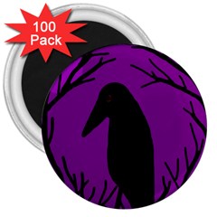 Halloween Raven - Purple 3  Magnets (100 Pack)