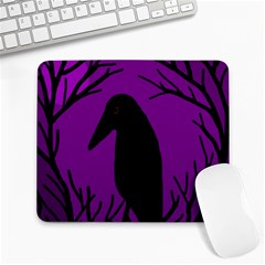 Halloween Raven - Purple Large Mousepads by Valentinaart