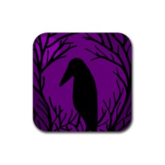 Halloween Raven - Purple Rubber Coaster (square) 