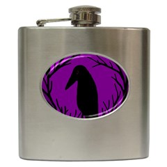 Halloween Raven - Purple Hip Flask (6 Oz) by Valentinaart