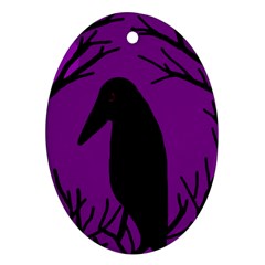 Halloween Raven - Purple Oval Ornament (two Sides) by Valentinaart