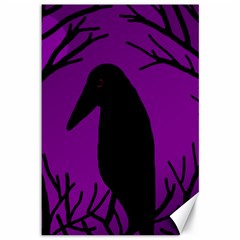 Halloween Raven - Purple Canvas 12  X 18   by Valentinaart