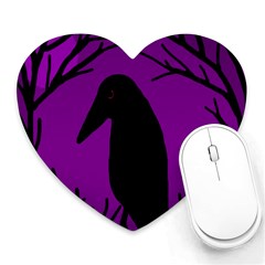 Halloween Raven - Purple Heart Mousepads by Valentinaart