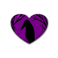 Halloween Raven - Purple Rubber Coaster (heart) 