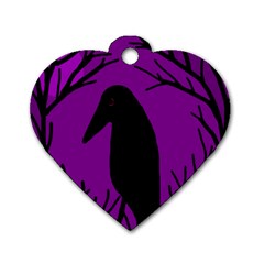 Halloween Raven - Purple Dog Tag Heart (two Sides) by Valentinaart