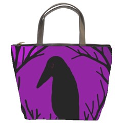 Halloween Raven - Purple Bucket Bags by Valentinaart