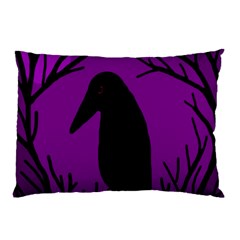 Halloween Raven - Purple Pillow Case by Valentinaart