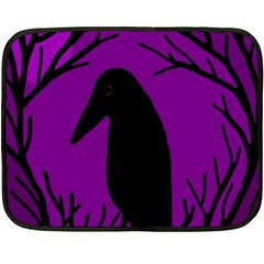 Halloween Raven - Purple Double Sided Fleece Blanket (mini)  by Valentinaart