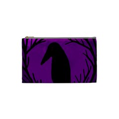 Halloween Raven - Purple Cosmetic Bag (small)  by Valentinaart