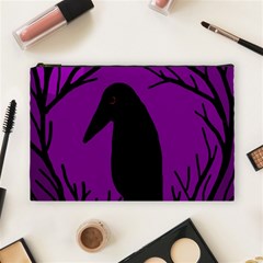 Halloween Raven - Purple Cosmetic Bag (large)  by Valentinaart