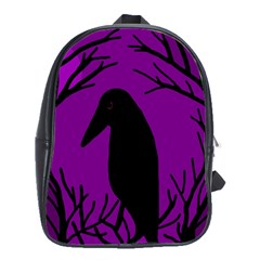 Halloween Raven - Purple School Bags(large)  by Valentinaart