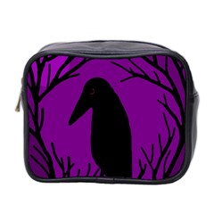 Halloween Raven - Purple Mini Toiletries Bag 2-side by Valentinaart