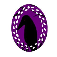 Halloween Raven - Purple Oval Filigree Ornament (2-side)  by Valentinaart