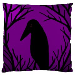 Halloween Raven - Purple Large Cushion Case (two Sides) by Valentinaart