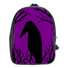 Halloween Raven - Purple School Bags (xl)  by Valentinaart