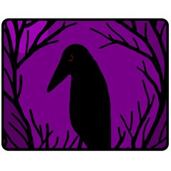 Halloween Raven - Purple Double Sided Fleece Blanket (medium)  by Valentinaart