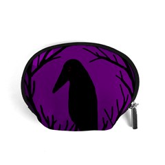 Halloween Raven - Purple Accessory Pouches (small)  by Valentinaart