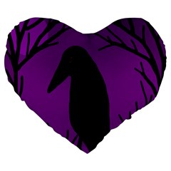 Halloween Raven - Purple Large 19  Premium Flano Heart Shape Cushions