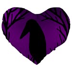 Halloween raven - purple Large 19  Premium Flano Heart Shape Cushions Front