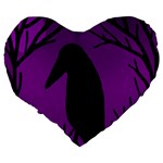 Halloween raven - purple Large 19  Premium Flano Heart Shape Cushions Back