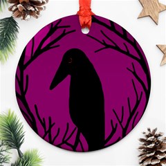 Halloween Raven - Magenta Ornament (round)  by Valentinaart