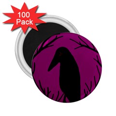 Halloween Raven - Magenta 2 25  Magnets (100 Pack)  by Valentinaart