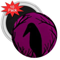 Halloween Raven - Magenta 3  Magnets (10 Pack)  by Valentinaart