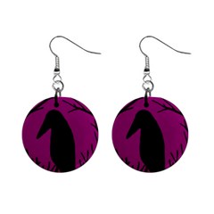 Halloween Raven - Magenta Mini Button Earrings by Valentinaart