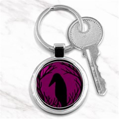 Halloween Raven - Magenta Key Chains (round)  by Valentinaart