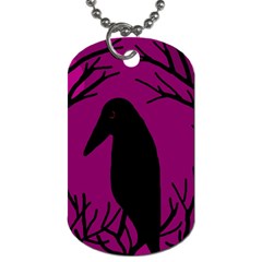 Halloween Raven - Magenta Dog Tag (one Side) by Valentinaart