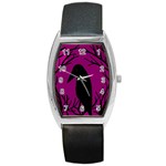 Halloween raven - magenta Barrel Style Metal Watch Front