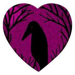 Halloween Raven - Magenta Jigsaw Puzzle (heart)