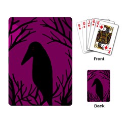 Halloween Raven - Magenta Playing Card