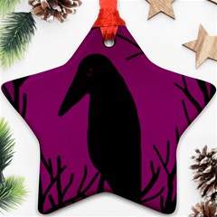 Halloween Raven - Magenta Star Ornament (two Sides) 