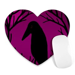 Halloween Raven - Magenta Heart Mousepads