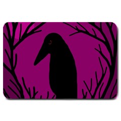 Halloween Raven - Magenta Large Doormat  by Valentinaart