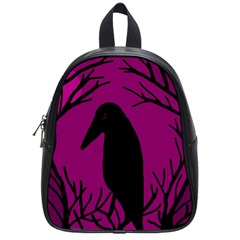 Halloween Raven - Magenta School Bags (small)  by Valentinaart