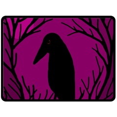 Halloween Raven - Magenta Fleece Blanket (large)  by Valentinaart