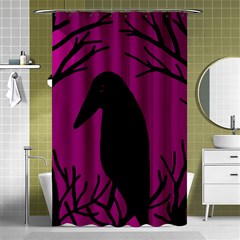 Halloween Raven - Magenta Shower Curtain 48  X 72  (small) 