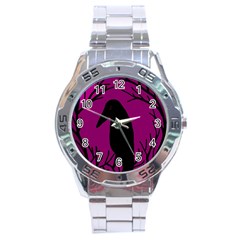 Halloween Raven - Magenta Stainless Steel Analogue Watch