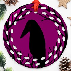 Halloween Raven - Magenta Ornament (round Filigree) 