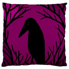 Halloween Raven - Magenta Large Cushion Case (one Side) by Valentinaart