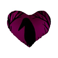 Halloween Raven - Magenta Standard 16  Premium Heart Shape Cushions by Valentinaart